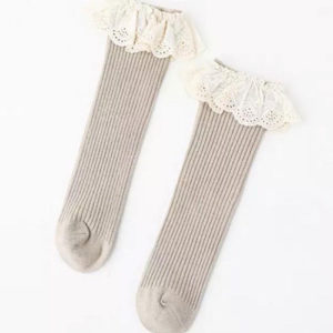 Calcetas Con Encaje Beige