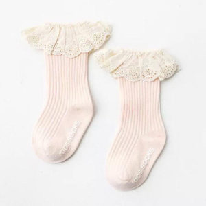 Calcetas Con Encaje Rosa