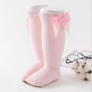 Calcetas Con Lazo Rosa Claro