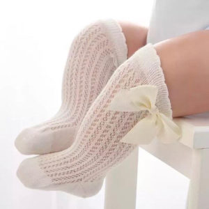 Calcetas De Malla Con Lazo Blanco Invierno