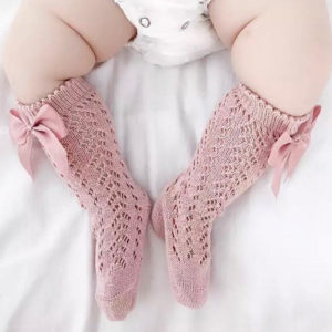 Calcetas De Malla Con Lazo Rosa Palo