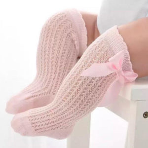 Calcetas De Malla Con Lazo Rosa