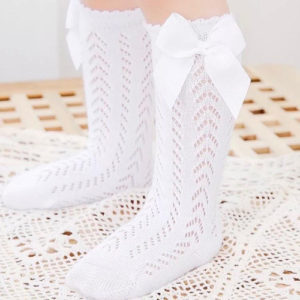 Calcetas De Malla Con Lazo Blanco