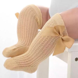 Calcetas De Malla Con Lazo Beige