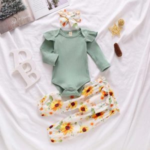 Conjunto Flores 3 Piezas Verde